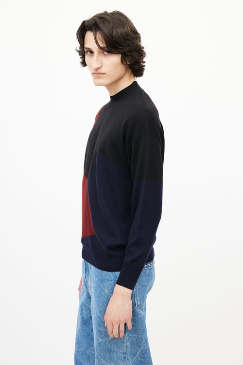 Dries Van Noten Black & Multicolour Panelled Knit Sweater