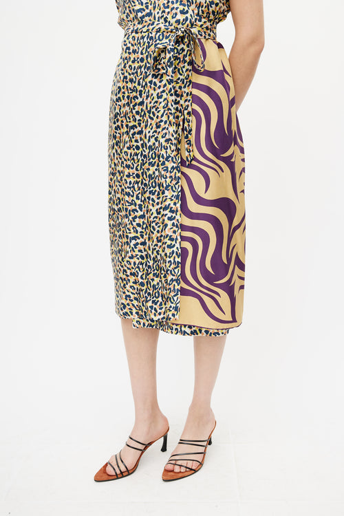 Dries Van Noten Multicolour Graphic Print Wrap Dress