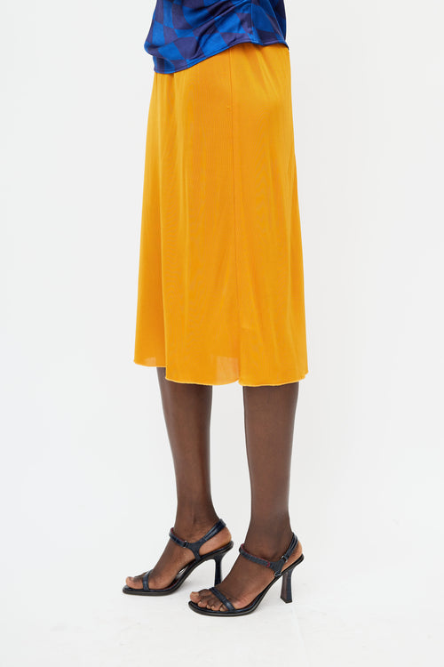 Dries Van Noten Orange Slip Midi Skirt