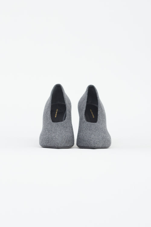 Dries Van Noten Grey Wool Pointed Toe Pump