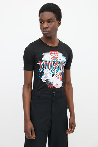 Dsquared3 Black Cotton & Multicolor Band Graphic Print T-Shirt