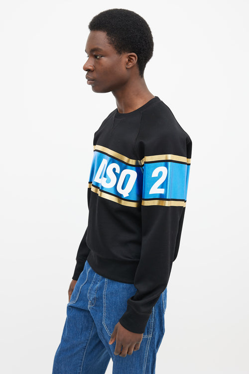 Dsquared5 Black, Blue & Gold-Tone Stripe Sweater