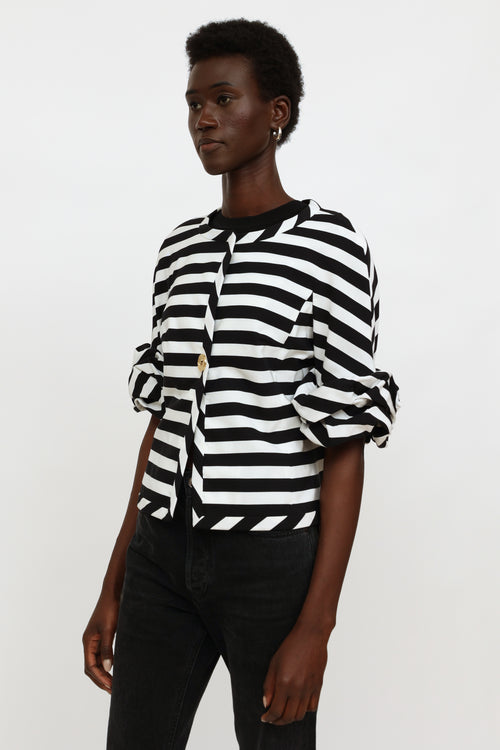 Edward Achour Black & White Striped Jacket