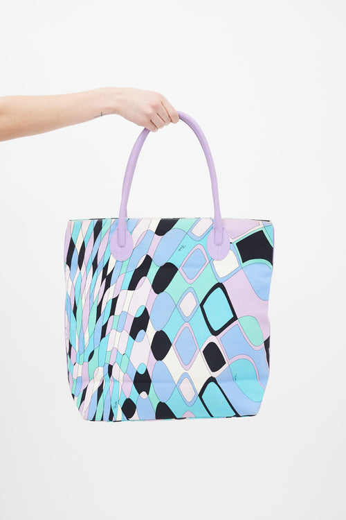Emilio Pucci Multicolor Reflessi Print Canvas Tote Bag