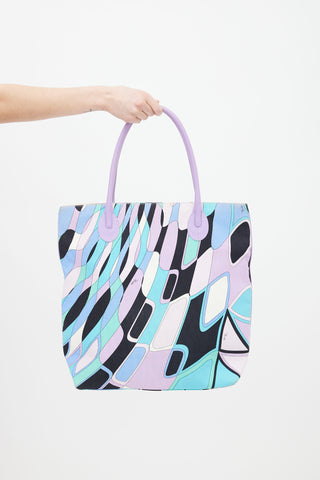 Emilio Pucci Multicolor Reflessi Print Canvas Tote Bag