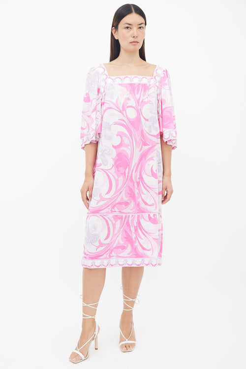 Emilio Pucci Pink Multicolour Printed Shift Dress