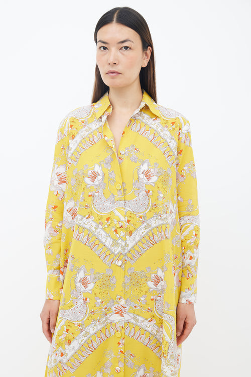 Emilio Pucci Yellow Rugiada Print Shirt Long Dress