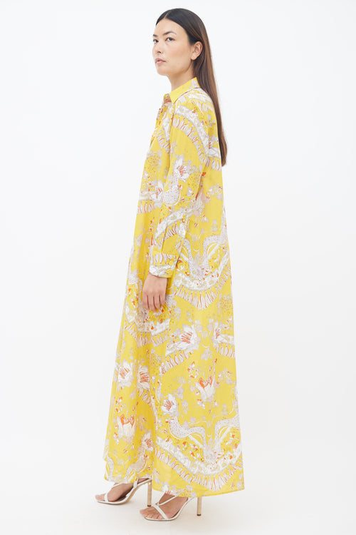 Emilio Pucci Yellow Rugiada Print Shirt Long Dress