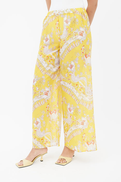 Emilio Pucci Yellow Rugiada Print Wide Leg Trouser