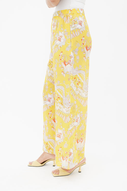 Emilio Pucci Yellow Rugiada Print Wide Leg Trouser