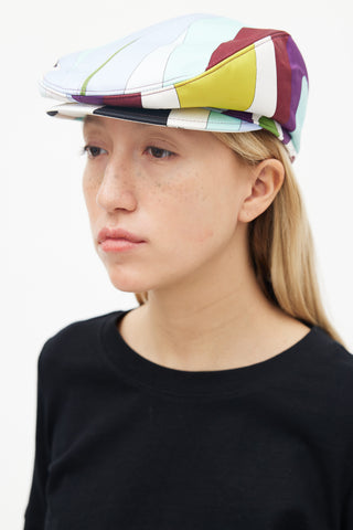 Emilio Pucci Multicolor Abstract Print Newsboy Hat