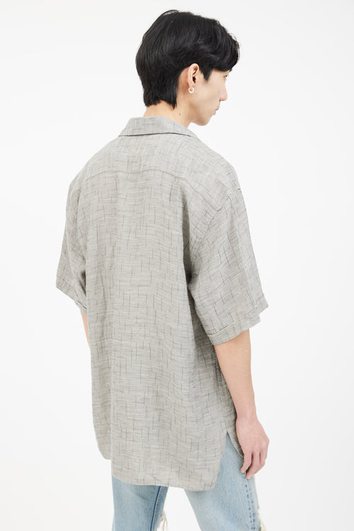 Ermenegildo Zegna Grey Pattern Short Sleeve Shirt