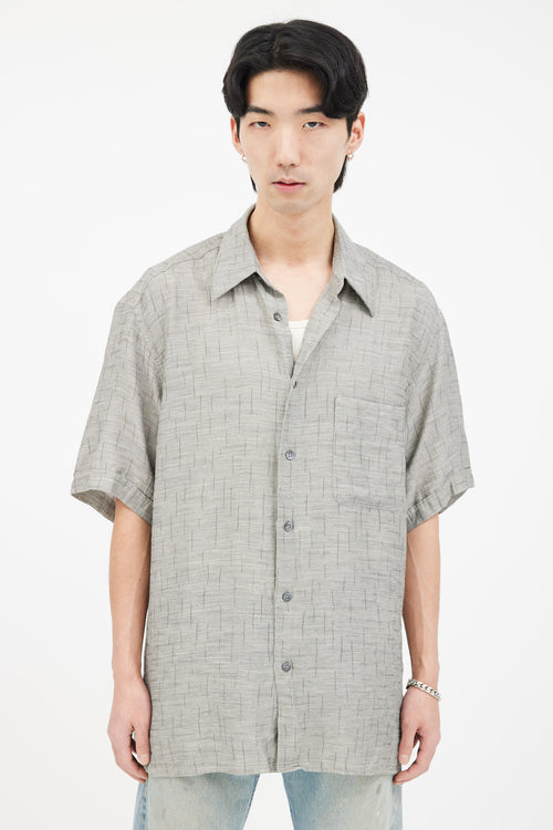 Ermenegildo Zegna Grey Pattern Short Sleeve Shirt