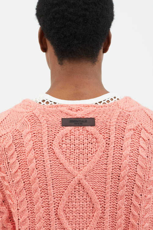 Essentials Pink Cable Knit  Sweater