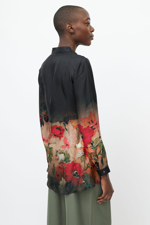 Etro Black & Multi Gradient Floral Shirt