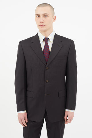 Etro Navy & Grey Wool Stripe Two Piece Suit