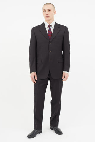 Etro Navy & Grey Wool Stripe Two Piece Suit