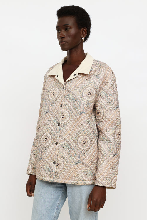 Etro Cream Embroidered Reversible Jacket