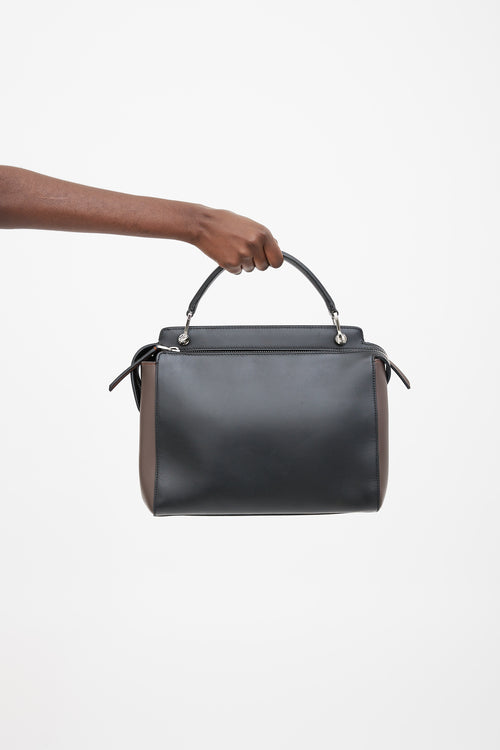 Fendi Black, Brown & Blue Dotcom Leather Bag