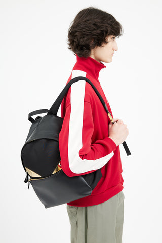 Fendi Black Leather & Nylon Bugs Backpack