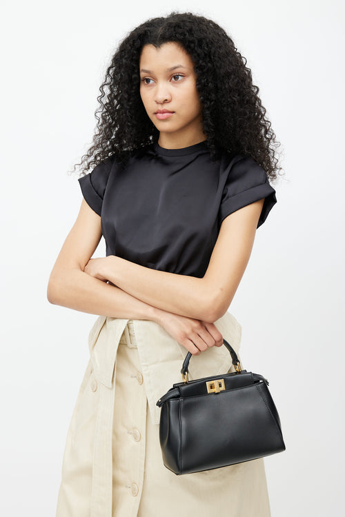 Fendi Black Leather Small Peek A Boo Shoulder Bag