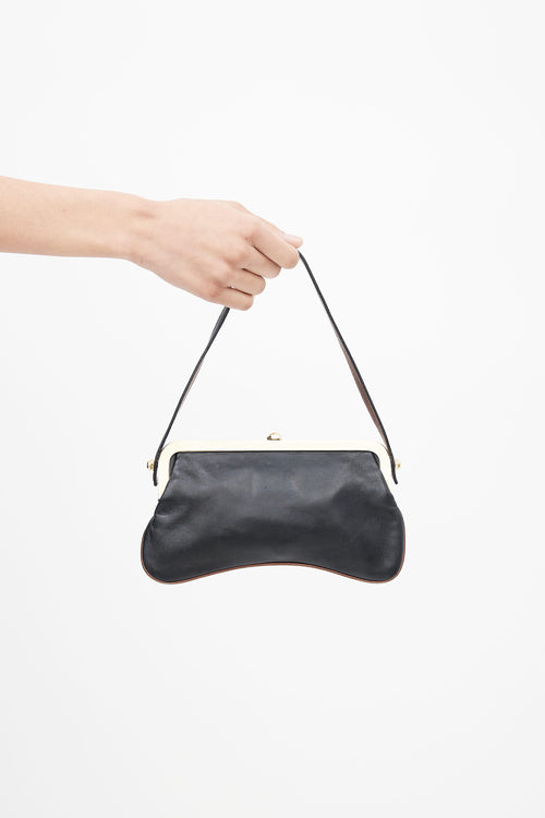 Fendi Black Leather Flipping Vanity Mirror Bag