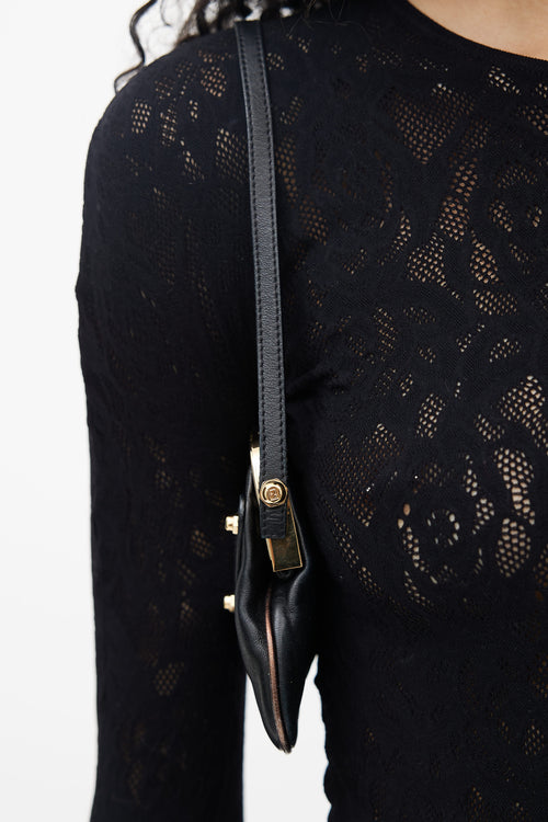Fendi Black Leather Flipping Vanity Mirror Bag