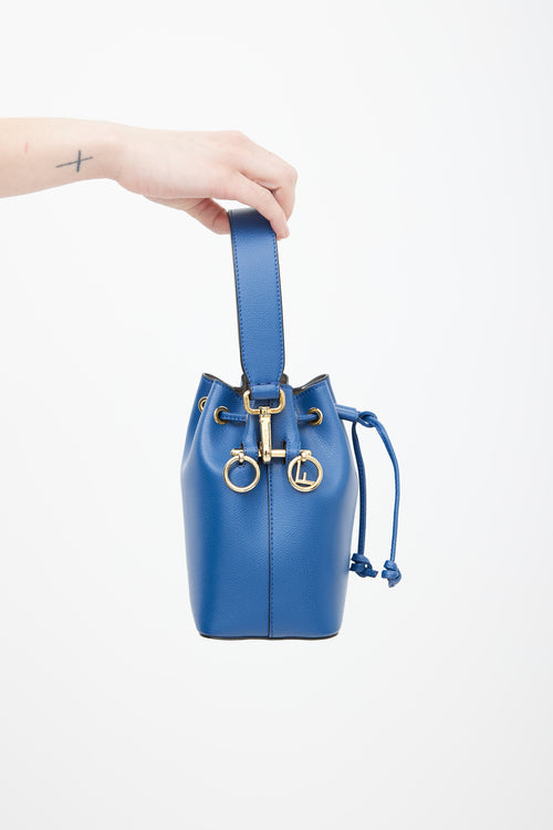 Fendi Blue Leather Mon Tresor Bucket Bag