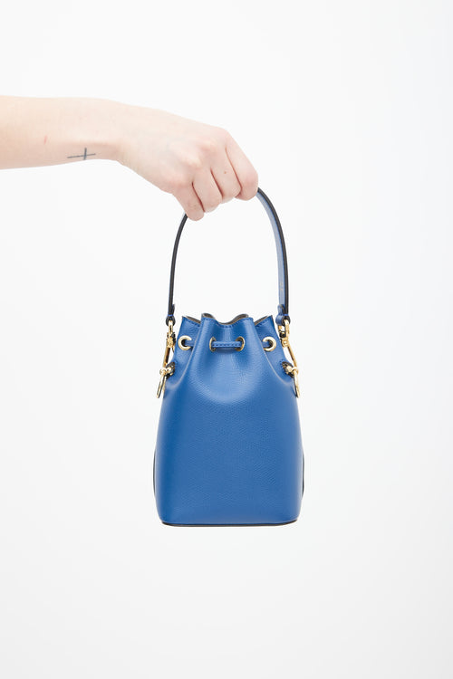 Fendi Blue Leather Mon Tresor Bucket Bag