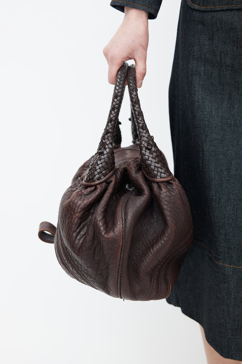 Fendi Brown Textured Leather Spy Shoulder Bag