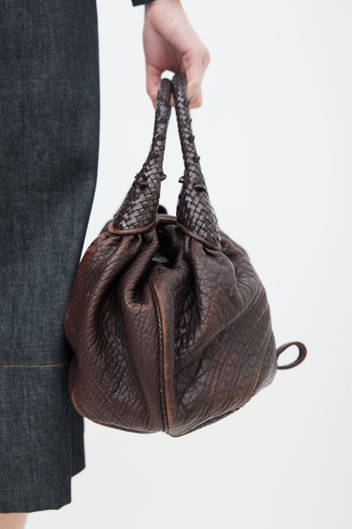 Fendi Brown Textured Leather Spy Shoulder Bag