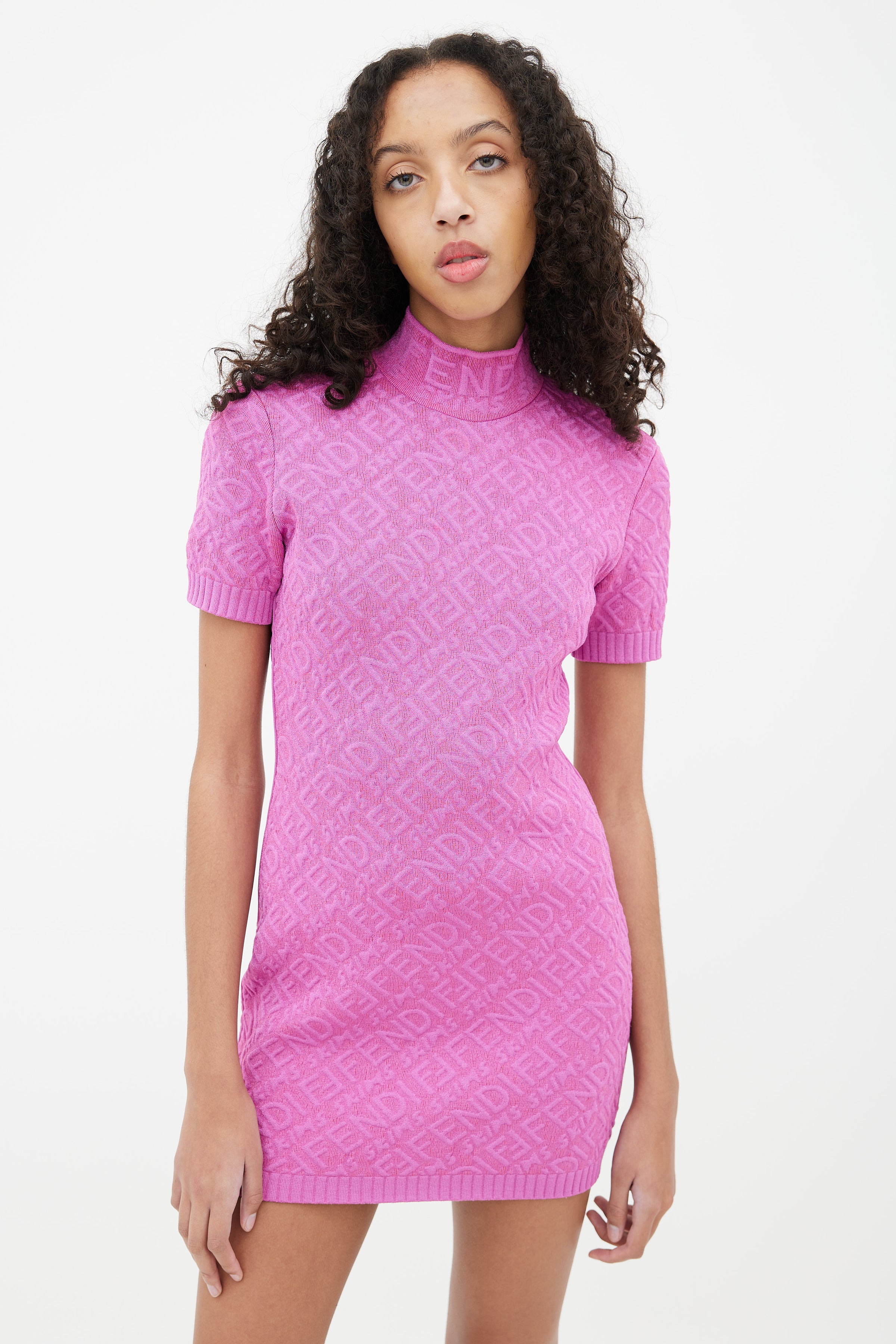 Fendi // X SKIMS Pink Debossed Logo Mini Dress – VSP Consignment