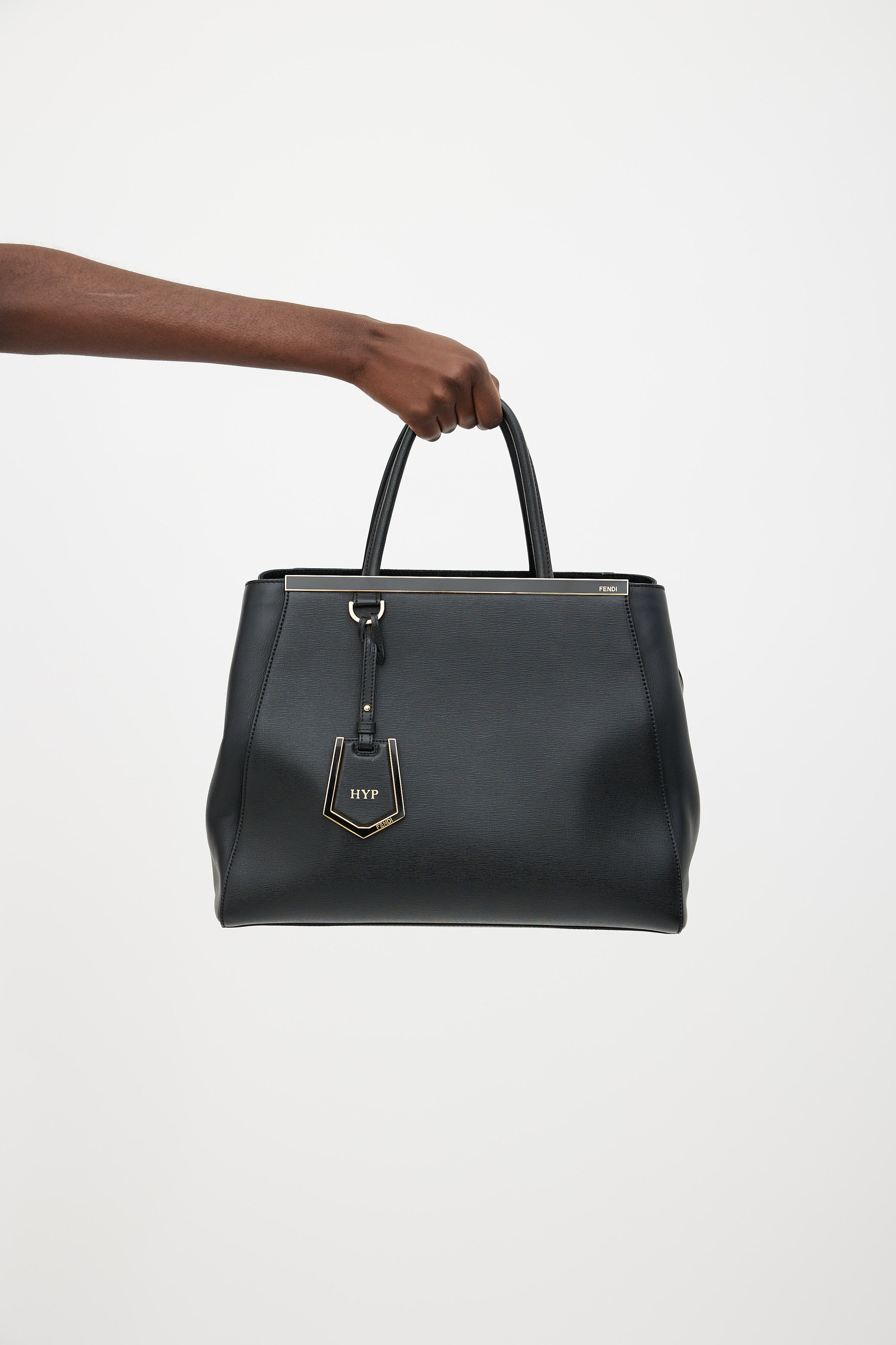 Fendi Black Leather Small 2Jours Tote For Sale at 1stDibs