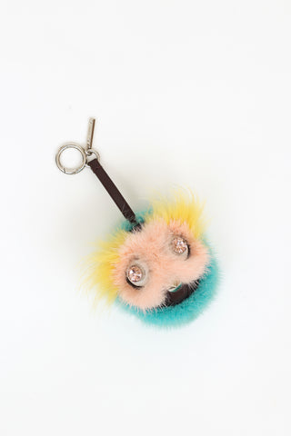 Fendi Mink & Fox Fur Dazzling Bag Bug Charm