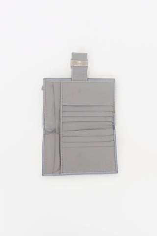 Fendi Metallic Grey Leather Woven Wallet