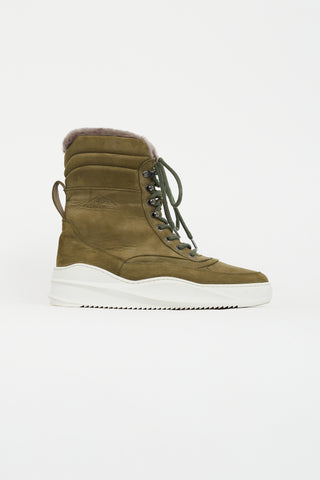 Filling Pieces Green Suede Lace-Up Field High Boot