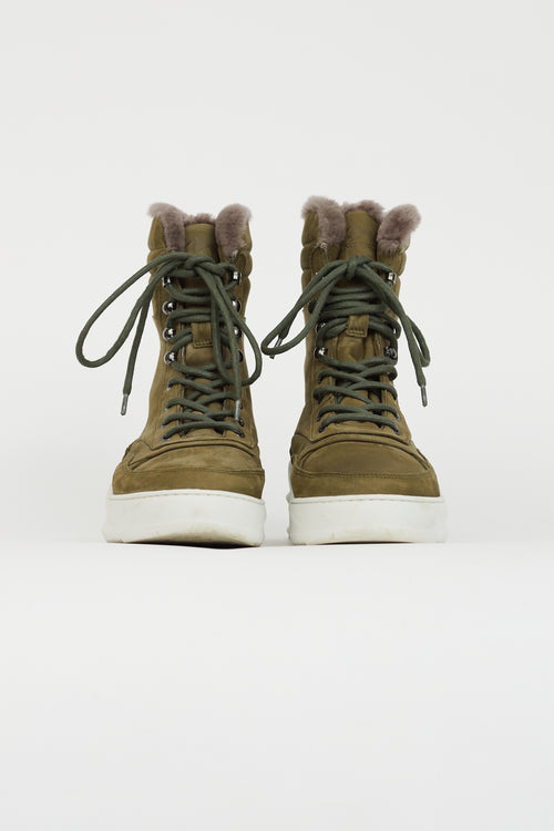 Filling Pieces Green Suede Lace-Up Field High Boot