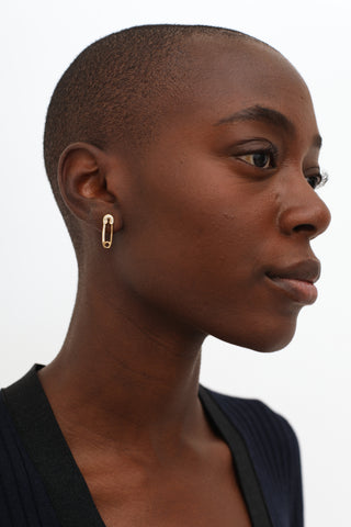 Fine Jewelry Gold & Diamond Safety Pin Stud Earrings