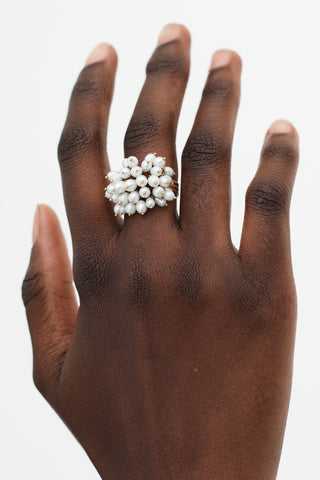 Fine Jewelry Pearl Cluster 18k Gold Ring