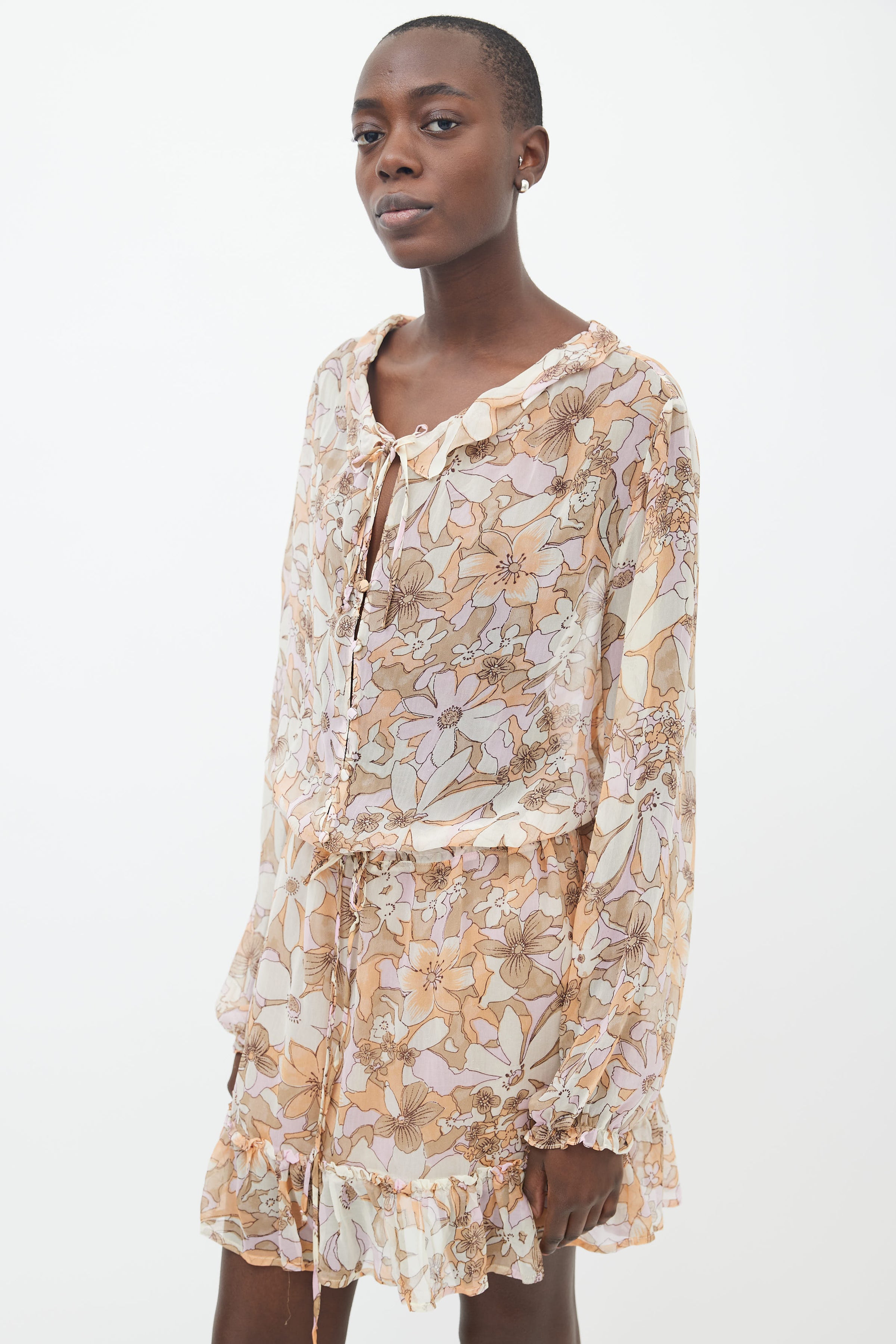 For Love & Lemons // Multi Floral Print Long Sleeve Dress – VSP Consignment