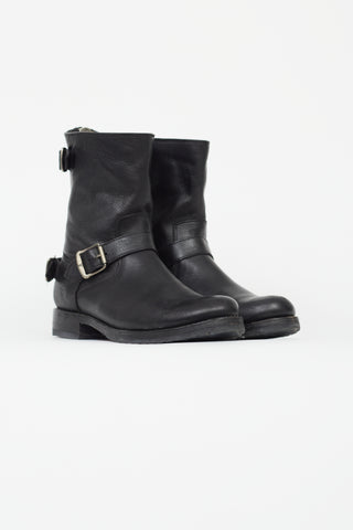 Frye Black Leather Veronica Buckle Boot