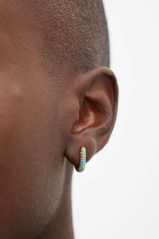 Gabriel & Co Gold-Tone & Turquoise Stone Mini Square Hoop Earring