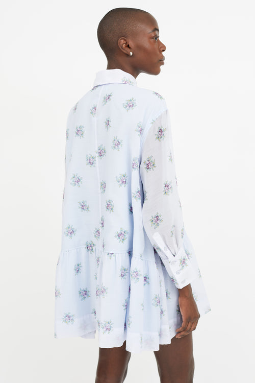 Ganni Blue Floral Print  Dress