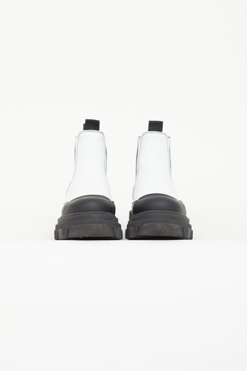 Ganni White Leather Low Chelsea Boot