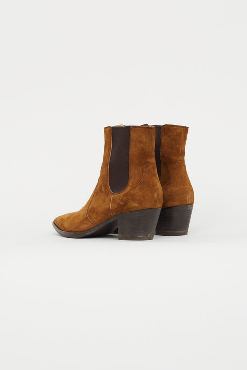 Gianvito Rossi Brown Suede Gored Boot