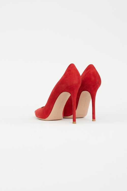 Gianvito Rossi Red Suede Pointed Toe Pump