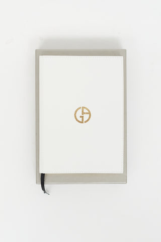 Giorgio Armani White Leather & Gold-Tone Embossed Logo Noteboo