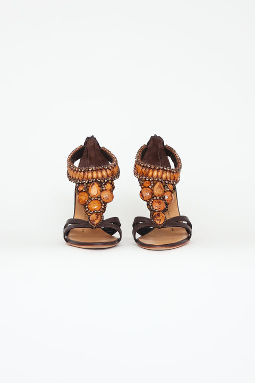 Giuseppe Zanotti Brown Embellished Heels