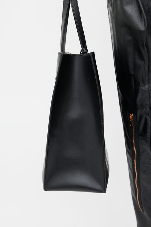 Givenchy Black Embossed Logo Leather Tote Bag