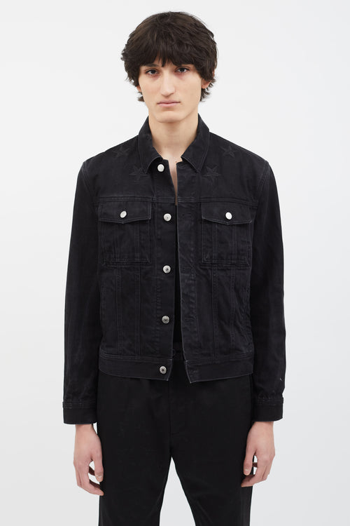 Givenchy Black Cotton Star Patch Denim Jacket